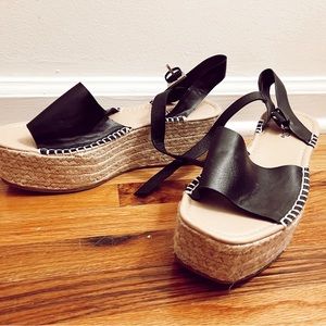 JustFab | Black Open Toed Platform Espadrilles | Size 7